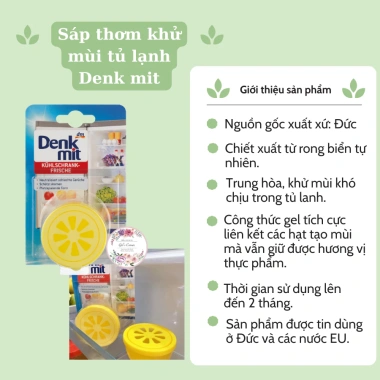 Sáp khử mùi tủ lạnh Denkmit hương chanh 40g - Khử mùi hôi, giữ tủ thơm sạch
