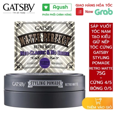 Sáp vuốt tóc nam Gatsby Pomade Retro Matte 75g giữ nếp lâu không bóng giá 169k Sáp vuốt tóc nam Gatsby Pomade Retro Matte 75g giữ nếp lâu không bóng giá 169k