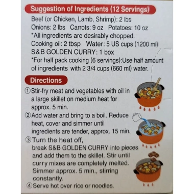 S&B Hộp CAM 220g - Viên Sốt Cà Ri Cây Ít Nhật Bản Golden Curry Mix Mild 106k