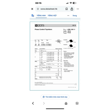 SCR Thysitor 19A 1.200V Thay TYN1.225 Giá rẻ Nội trở nhỏ Chỉ 15.500₫ TPHCM 9 SCR Thysitor 19A 1.200V Thay TYN1.225 Giá rẻ Nội trở nhỏ Chỉ 15.500₫ TPHCM 9
