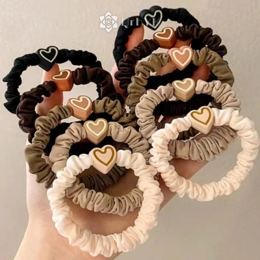 Scrunchie Trái Tim Cao Su Co Giãn Qrhyk - Phụ Kiện Tóc Thanh Lịch, 34.236₫