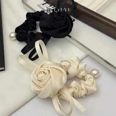 Scrunchies Qrhyk Hoa Pháp Sa Hoa Hồng Dây Thanh Lịch Hàn Quốc Nữ 34.020₫