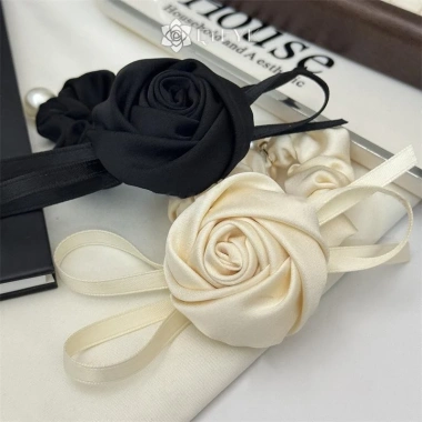 Scrunchies Qrhyk Hoa Pháp Sa Hoa Hồng Dây Thanh Lịch Hàn Quốc Nữ 34.020₫
