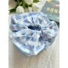 Scrunchies vải hoa caro xanh pastel cột tóc to phong cách vintage giá chỉ 32.000đ 5