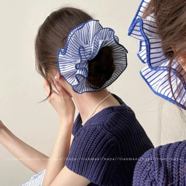 Scrunchy buộc tóc nữ xanh tươi mát mùa hè thiết kế mới 2.025 họa tiết dây bóng và hoa