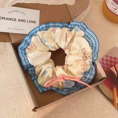 Scrunchy buộc tóc nữ xanh tươi mát mùa hè thiết kế mới 2.025 họa tiết dây bóng và hoa