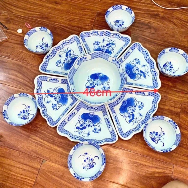 Séc bát Sứ hoa mặt trời 45cm bán lẻ - khay gỗ trắng viền đen, hàng BT, giá 95.000 VND