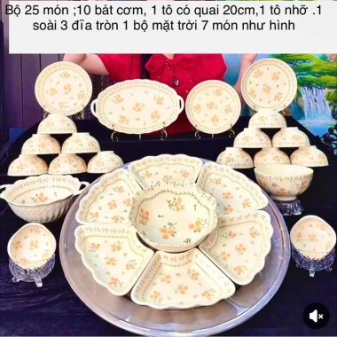 Séc bát sứ hoa mặt trời thủy tiên 15 món 45cm - Cao cấp, siêu đẹp chuẩn như hình, chỉ 95.000 VNĐ 2