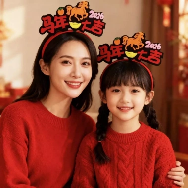 SEIZ6O Băng đô tóc Ngựa đỏ - Linh vật cá tính, Mũ năm mới cho trẻ em, Giá 48.600₫ 7