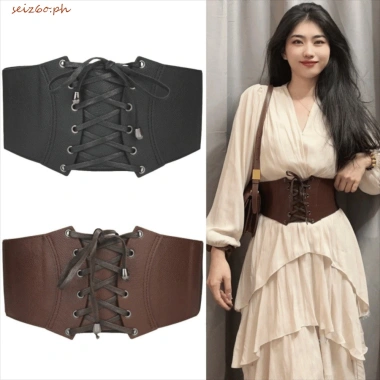 SEIZ6O Da PU Corset Cay Màu Trơn - Eo Rộng, Cummerbunds Giãn, Giảm Béo 146.300₫
