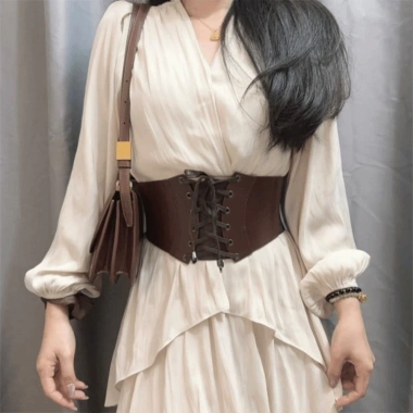 SEIZ6O Da PU Corset Cay Màu Trơn - Eo Rộng, Cummerbunds Giãn, Giảm Béo 146.300₫
