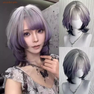 SEIZ6O Tóc Giả Tím Đen Ombre Y2K - Jellyfish Có Nổ, Băng Đô Thoáng Khí, Cosplay 414k