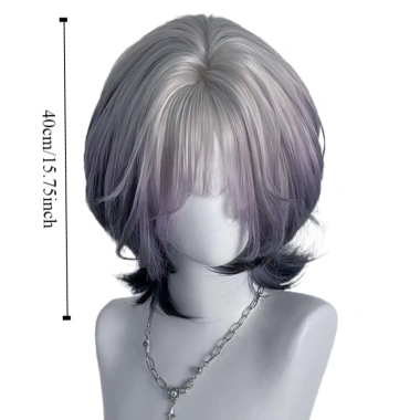 SEIZ6O Tóc Giả Tím Đen Ombre Y2K - Jellyfish Có Nổ, Băng Đô Thoáng Khí, Cosplay 414k