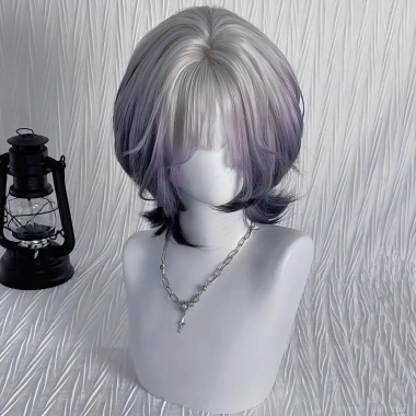 SEIZ6O Tóc Giả Tím Đen Ombre Y2K - Jellyfish Có Nổ, Băng Đô Thoáng Khí, Cosplay 414k