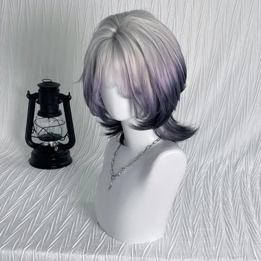 SEIZ6O Tóc Giả Tím Đen Ombre Y2K - Jellyfish Có Nổ, Băng Đô Thoáng Khí, Cosplay 414k