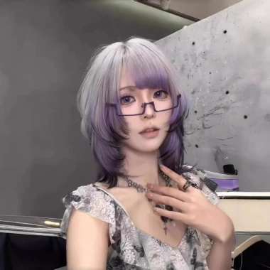 SEIZ6O Tóc Giả Tím Đen Ombre Y2K - Jellyfish Có Nổ, Băng Đô Thoáng Khí, Cosplay 414k