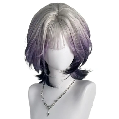 SEIZ6O Tóc Giả Tím Đen Ombre Y2K - Jellyfish Có Nổ, Băng Đô Thoáng Khí, Cosplay 414k