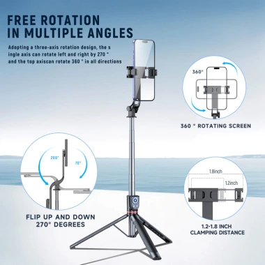 Selfie Stick Tripod 2.026 - Giá đỡ điện thoại có đèn, quay video du lịch, chỉ 110k 2