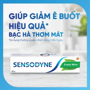 Sensodyne Fresh Mint 160g Bộ 3 Kem Đánh Răng Giảm Ê Buốt Hương Bạc Hà Giá 276k 2