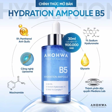 Serum Ahohwa Hydration Ampoule B5 30ml – Dưỡng ẩm, làm dịu da, giảm 18% Tặng quà 3