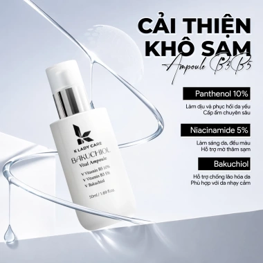 Serum Bakuchiol B3-B5 50ml Dưỡng Trắng, Giảm Mụn, Thu Nhỏ Lỗ Chân Lông - K Lady Care 420k