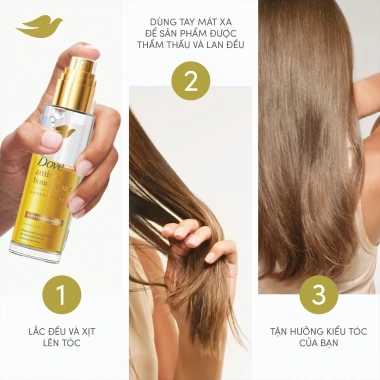 Serum & Dầu Dưỡng Dove 2 trong 1 7% Amino Acid - Tóc Bóng 5X, Giá 124.000 VND 8 Serum & Dầu Dưỡng Dove 2 trong 1 7% Amino Acid - Tóc Bóng 5X, Giá 124.000 VND 8