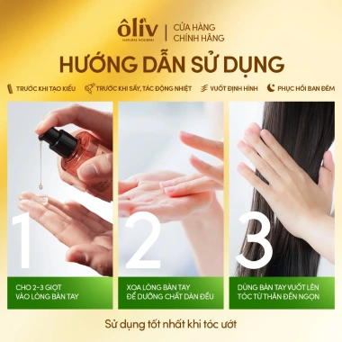 Serum Dầu Dưỡng Tóc Ôliv 100ml – Không Bết, Bóng Mượt Ngay, Phục Hồi 5 Dấu Hiệu Hư Tổn, Giá 224.000₫