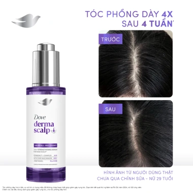 Serum Dove Derma Hairfall Recovery 3‑in‑1 Giảm Rụng Tóc, Tăng Độ Dày Phồng 45ml Mạnh Mẽ
