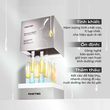 Serum Dưỡng Da Sáng Vitamin C và Vitamin A PINKTWO - Giảm thâm, tái tạo ban đêm 30 ống 2ml, giá 139.000 VND