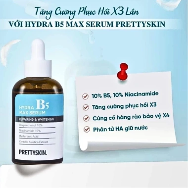 Serum Dưỡng Trắng B5 Hydra Max PrettySkin - Dưỡng ẩm, phục hồi, da thô ráp - Giá 465.000₫ giảm 20% - Cuckushop 4 Serum Dưỡng Trắng B5 Hydra Max PrettySkin - Dưỡng ẩm, phục hồi, da thô ráp - Giá 465.000₫ giảm 20% - Cuckushop 4