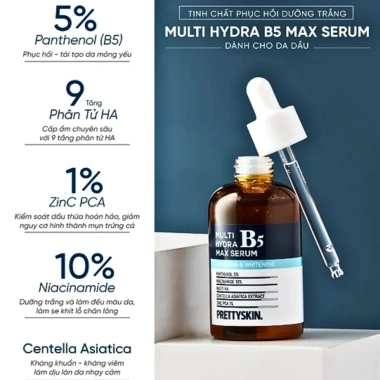 Serum Dưỡng Trắng B5 Hydra Max PrettySkin - Dưỡng ẩm, phục hồi, da thô ráp - Giá 465.000₫ giảm 20% - Cuckushop 5 Serum Dưỡng Trắng B5 Hydra Max PrettySkin - Dưỡng ẩm, phục hồi, da thô ráp - Giá 465.000₫ giảm 20% - Cuckushop 5