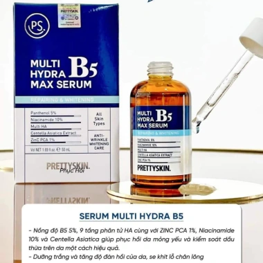 Serum Dưỡng Trắng B5 Hydra Max PrettySkin - Dưỡng ẩm, phục hồi, da thô ráp - Giá 465.000₫ giảm 20% - Cuckushop 6 Serum Dưỡng Trắng B5 Hydra Max PrettySkin - Dưỡng ẩm, phục hồi, da thô ráp - Giá 465.000₫ giảm 20% - Cuckushop 6
