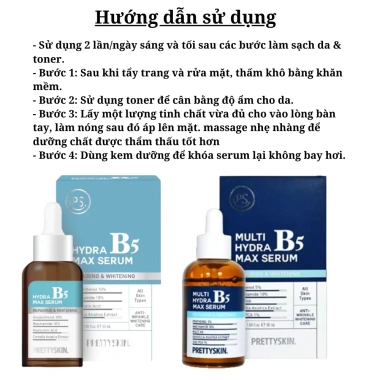 Serum Dưỡng Trắng B5 Hydra Max PrettySkin - Dưỡng ẩm, phục hồi, da thô ráp - Giá 465.000₫ giảm 20% - Cuckushop
