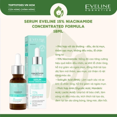Serum Eveline 10% Niacinamide – Giảm mụn, thâm, thu nhỏ lỗ chân lông nhập khẩu