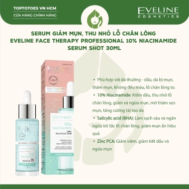 Serum Eveline 10% Niacinamide – Giảm mụn, thâm, thu nhỏ lỗ chân lông nhập khẩu 4 Serum Eveline 10% Niacinamide – Giảm mụn, thâm, thu nhỏ lỗ chân lông nhập khẩu 4