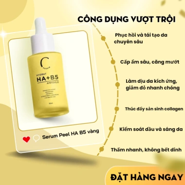 Serum HA B5 Vàng phục hồi da sau Peel - Cấp ẩm, làm dịu, giảm đỏ, tái tạo nhanh, giá 450.000 VND