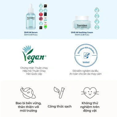 Serum & Kem Dưỡng DIVE IN Torriden chính hãng 50ml+100ml Làm dịu da, giá 579.600₫