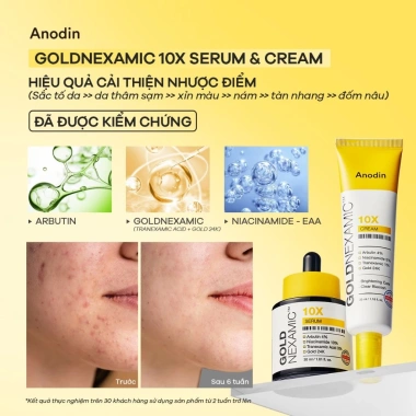 Serum + Kem dưỡng sáng mờ thâm nám Goldnexamic 10x Anodin - Skin Studio 610k 3