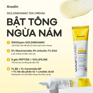 Serum + Kem dưỡng sáng mờ thâm nám Goldnexamic 10x Anodin - Skin Studio 610k 4