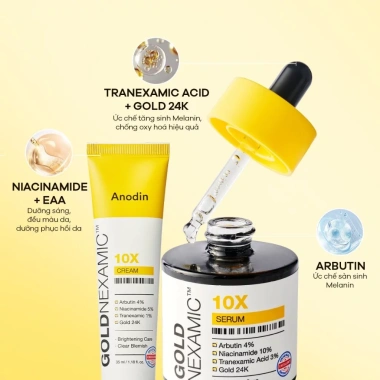 Serum + Kem dưỡng sáng mờ thâm nám Goldnexamic 10x Anodin - Skin Studio 610k 7