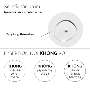 Serum kẽm Ekseption Hyaluronic ZnPCA 1% - Giảm mụn, kiềm dầu 75ml, giá ưu đãi 1.055.460 VNĐ 3 Serum kẽm Ekseption Hyaluronic ZnPCA 1% - Giảm mụn, kiềm dầu 75ml, giá ưu đãi 1.055.460 VNĐ 3