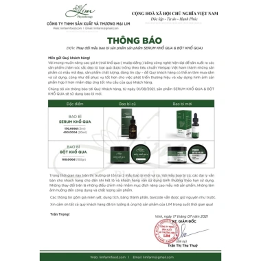 Serum khổ qua mướp đắng handmade Lim Farm 100% nguyên chất - giảm mụn, sáng da, dưỡng da - 109k