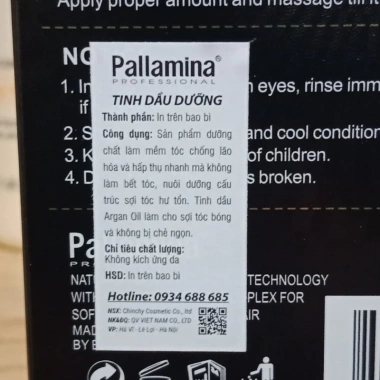 Serum Pallamina Argan Oil 60ml - Dưỡng bông phục hồi tóc cao cấp, chống xơ rối, giữ nếp nhẹ, giá ưu đãi 175k
