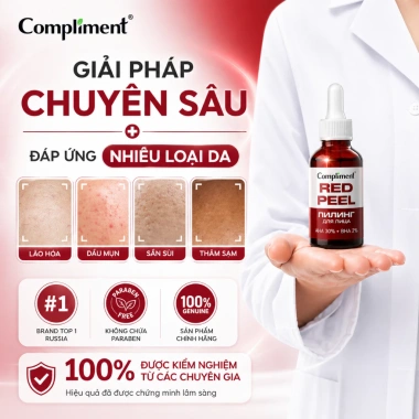 Serum Red Peel Compliment AHA 30% BHA 2% – Tẩy tế bào chết sinh học, tái tạo sáng da, kiềm dầu 27ml – 109.000đ