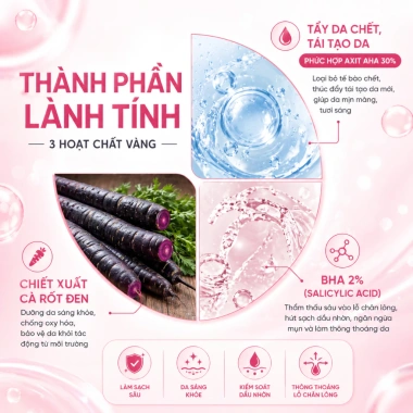 Serum Red Peel Compliment AHA 30% BHA 2% – Tẩy tế bào chết sinh học, tái tạo sáng da, kiềm dầu 27ml – 109.000đ