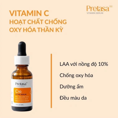 Serum Sáng Da Mờ Thâm Vitamin C PRETASA C10 Extra - KARMEL, Giá 1.45 Triệu, Dưỡng ẩm Trắng Da 5 Serum Sáng Da Mờ Thâm Vitamin C PRETASA C10 Extra - KARMEL, Giá 1.45 Triệu, Dưỡng ẩm Trắng Da 5
