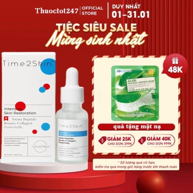 Serum Time2Skin Dưỡng ẩm, phục hồi, tái tạo da, chống lão hóa - Giá 390.000đ (giảm từ 471.900đ) Serum Time2Skin Dưỡng ẩm, phục hồi, tái tạo da, chống lão hóa - Giá 390.000đ (giảm từ 471.900đ)