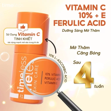 Serum Timeless Vitamin C 20% LAA + E + Ferulic Acid 30ml Dưỡng trắng da, giảm thâm, 449.000₫ 2