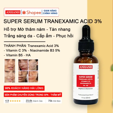 Serum Tranexamic Acid 3% + Vitamin C 3% + Niacinamide 5% – Trị nám, sáng da, giảm thâm, 129.990₫ 9 Serum Tranexamic Acid 3% + Vitamin C 3% + Niacinamide 5% – Trị nám, sáng da, giảm thâm, 129.990₫ 9