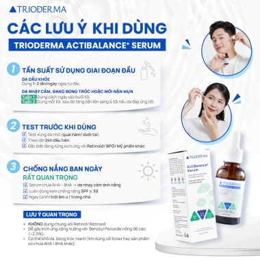 Serum Trioderma ActiBalance+ 30ml - Cải thiện mụn, làm dịu, mờ thâm, sáng da với Zinc PCA, Niacinamide - 98.000 VND
